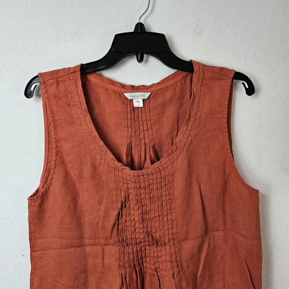 Garnet Hill Linen Sleeveless Dress Size 10 Pockets - Picture 3 of 7